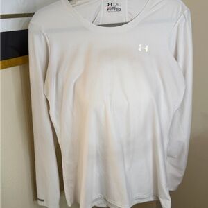 Under Armour Cream Fitted Long Sleeve Top